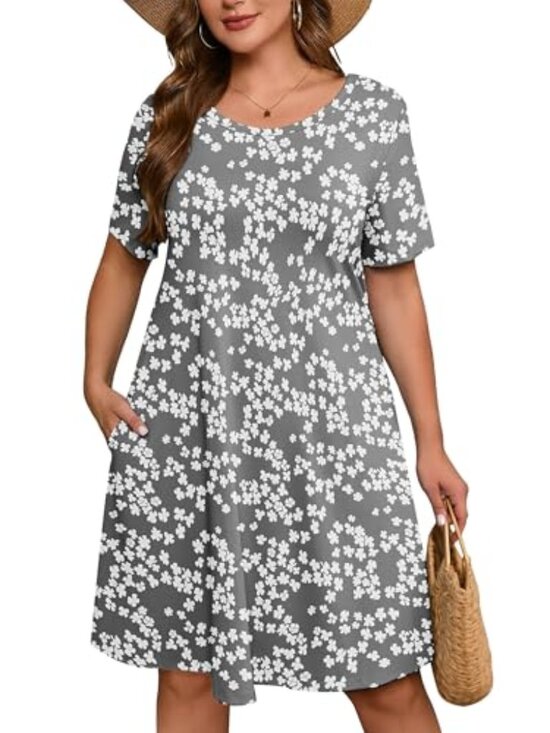 Dresses & Skirts - 🆕 Plus Size Dress for Women Summer Casual T Shirt Beach Dresses Short Sleeve